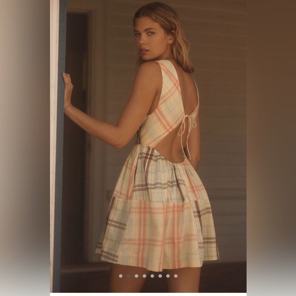 NWT Anthropologie LyreBird Plaid Women’s Open Back Sleeveless Dress Sz M